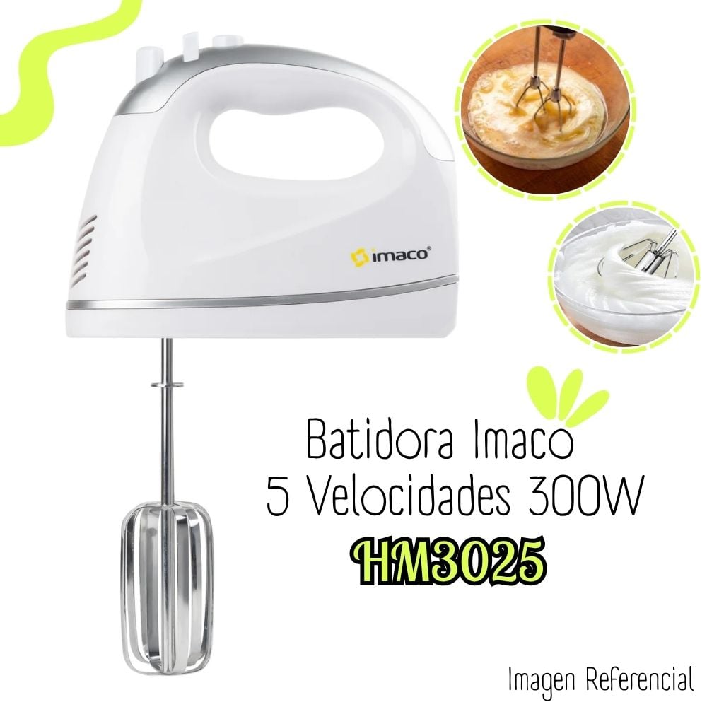 BATIDORA DE MANO IMACO HM3025 DE 300W - BLANCO - 1