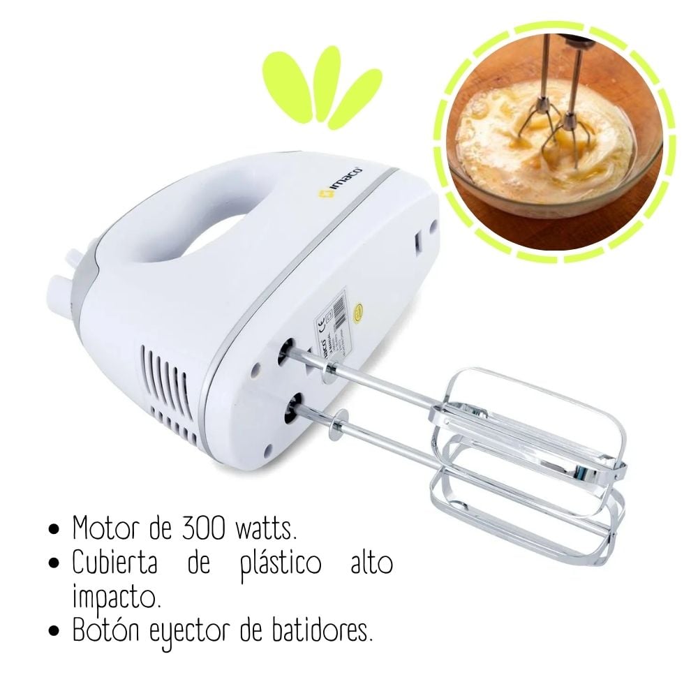 BATIDORA DE MANO IMACO HM3025 DE 300W - BLANCO - 2