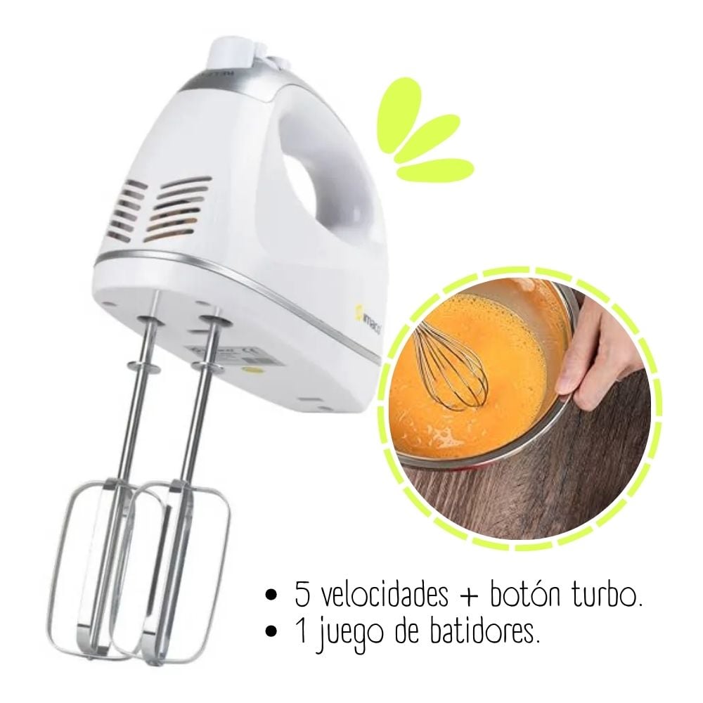 BATIDORA DE MANO IMACO HM3025 DE 300W - BLANCO - 3