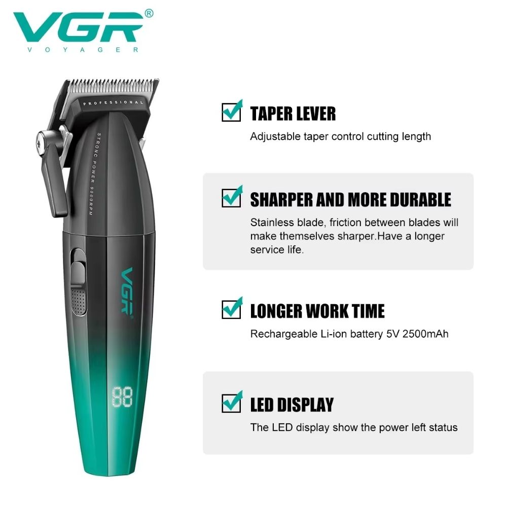 TRICOMBO BARBER VGR TRIMMER + CLIPPER + SHAVER V-640 S3 VERDE - 3