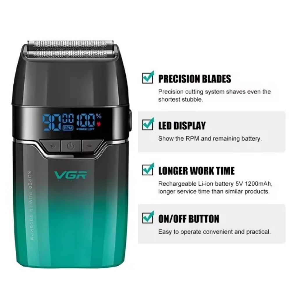 TRICOMBO BARBER VGR TRIMMER + CLIPPER + SHAVER V-640 S3 VERDE - 6