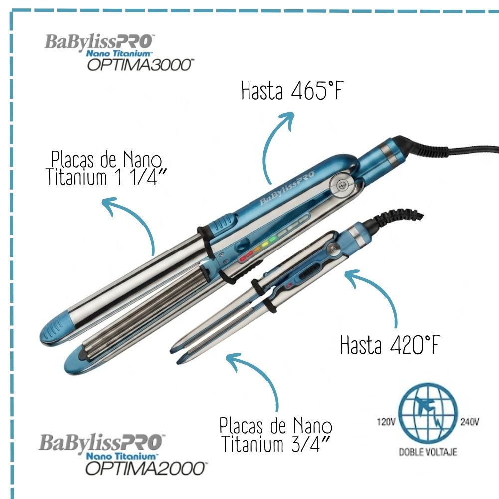 COMBO PLANCHAS PROFESIONALES PRO ÓPTIMA 2000 Y ÓPTIMA 3000 BABYLISSPRO - 2