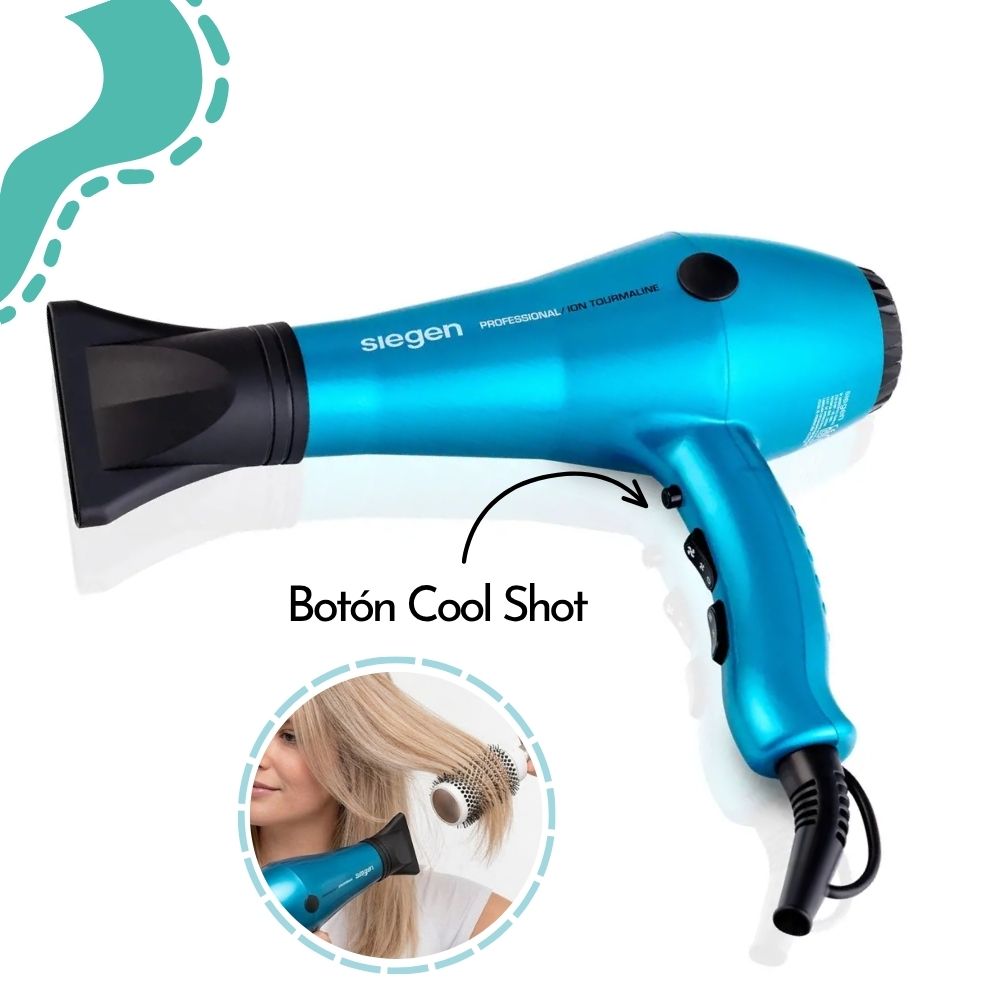 SECADOR DE CABELLO SIEGEN 2000 WATTS SG-3049C02 - CELESTE - 2