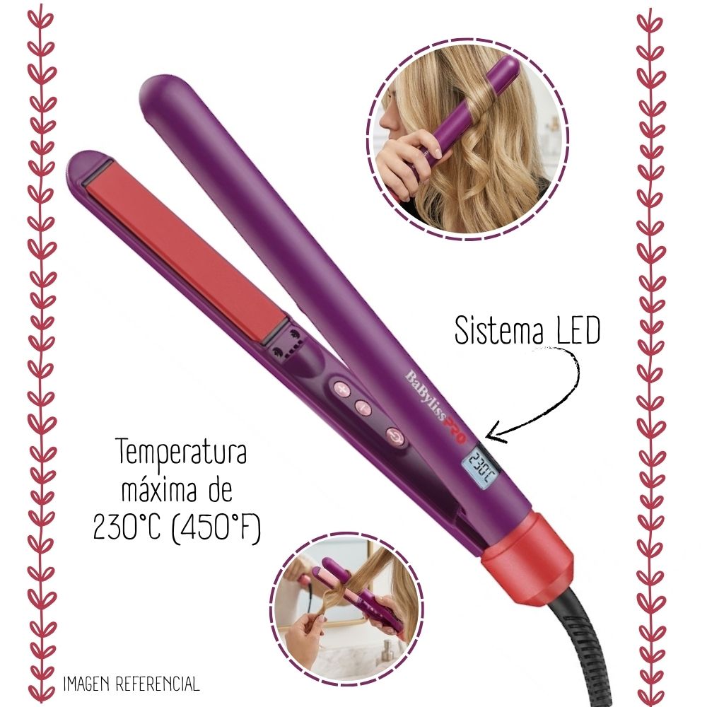 PLANCHA ALISADORA BABYLISSPRO HIP BY IÓNICA 1”- MAGENTA - 2
