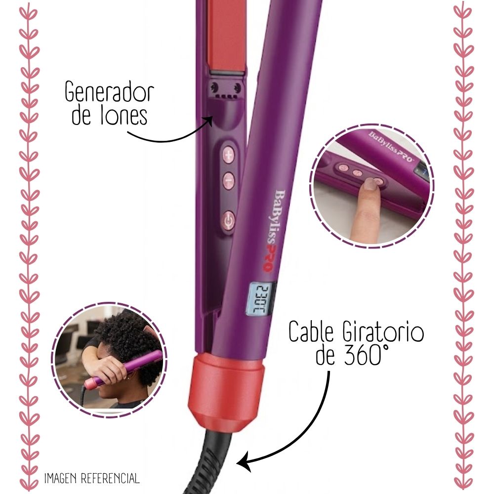 PLANCHA ALISADORA BABYLISSPRO HIP BY IÓNICA 1”- MAGENTA - 4