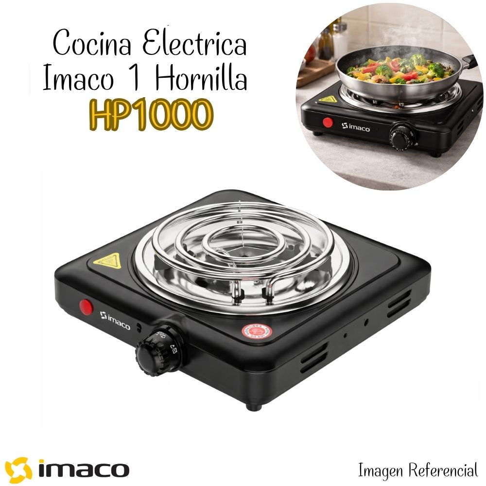 COCINA ELÉCTRICA IMACO DE 1 HORNILLA HP1000N - NEGRO - 1