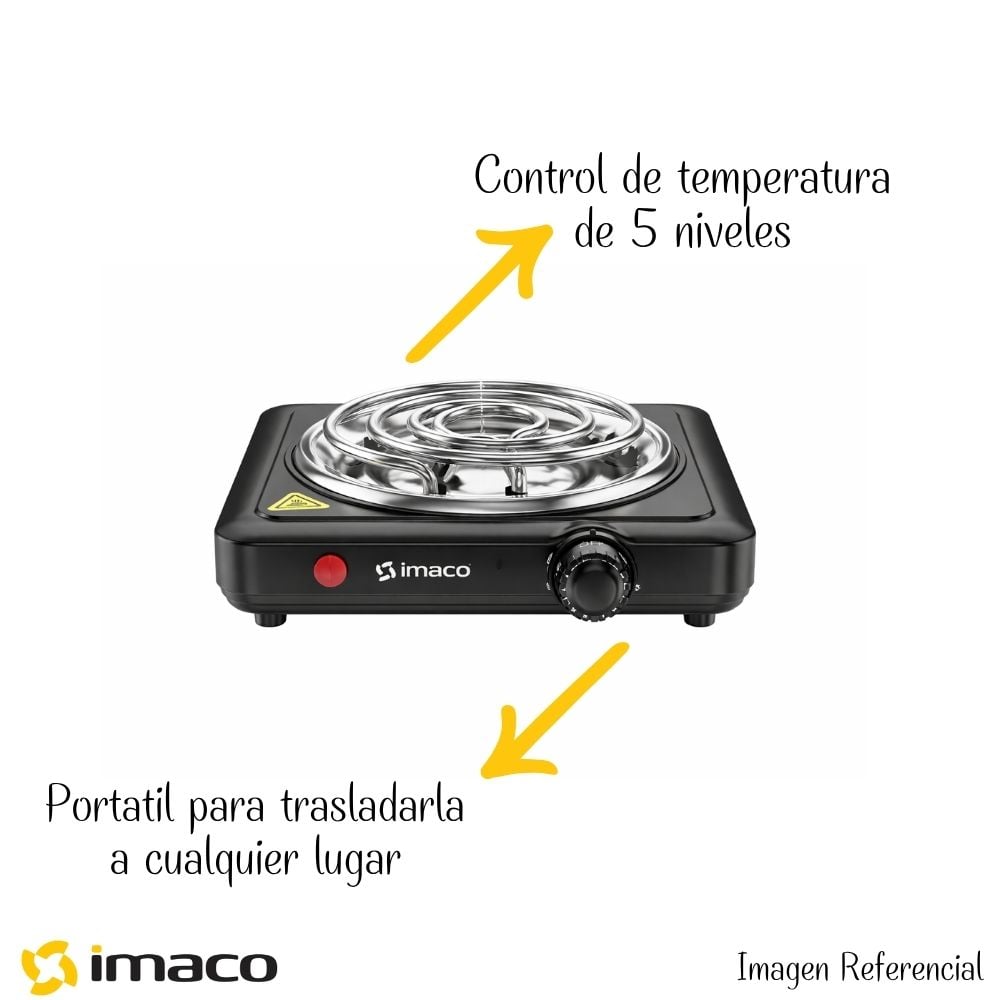 COCINA ELÉCTRICA IMACO DE 1 HORNILLA HP1000N - NEGRO - 2
