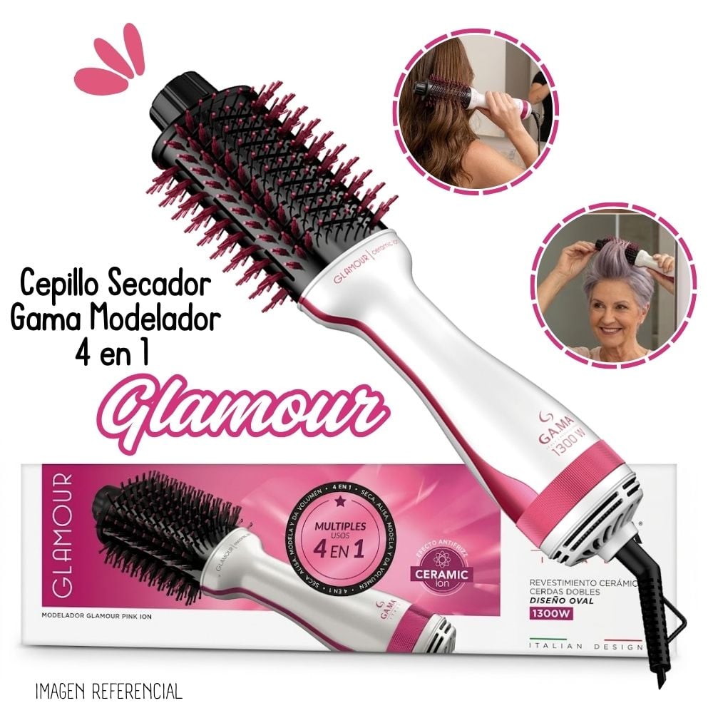 CEPILLO MODELADOR GAMA GLAMOUR PINK BRUSH 4 EN 1 - 1