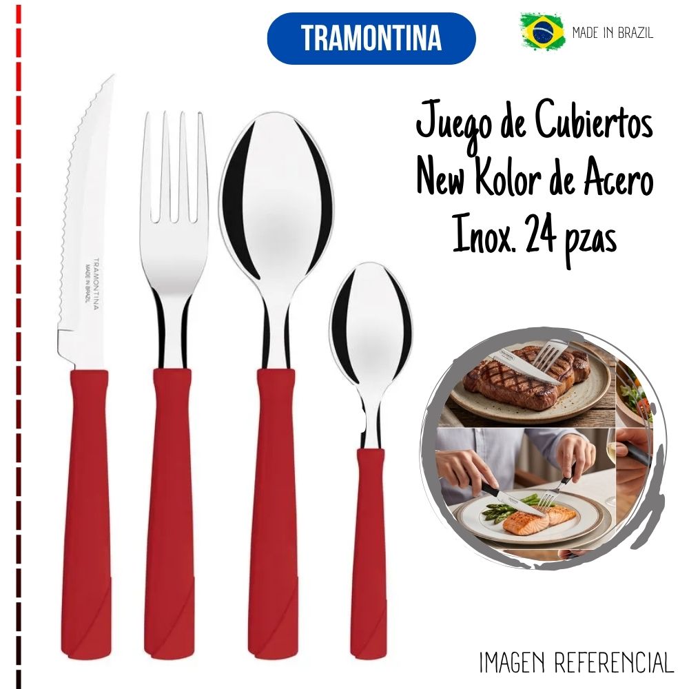 JUEGO DE CUBIERTO TRAMONTINA NEW COLOR 24 PIEZAS - 2