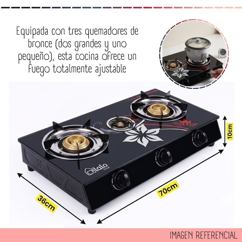 COCINA LALO HOME A GAS 3 HORNILLAS GK-1003GR - 2