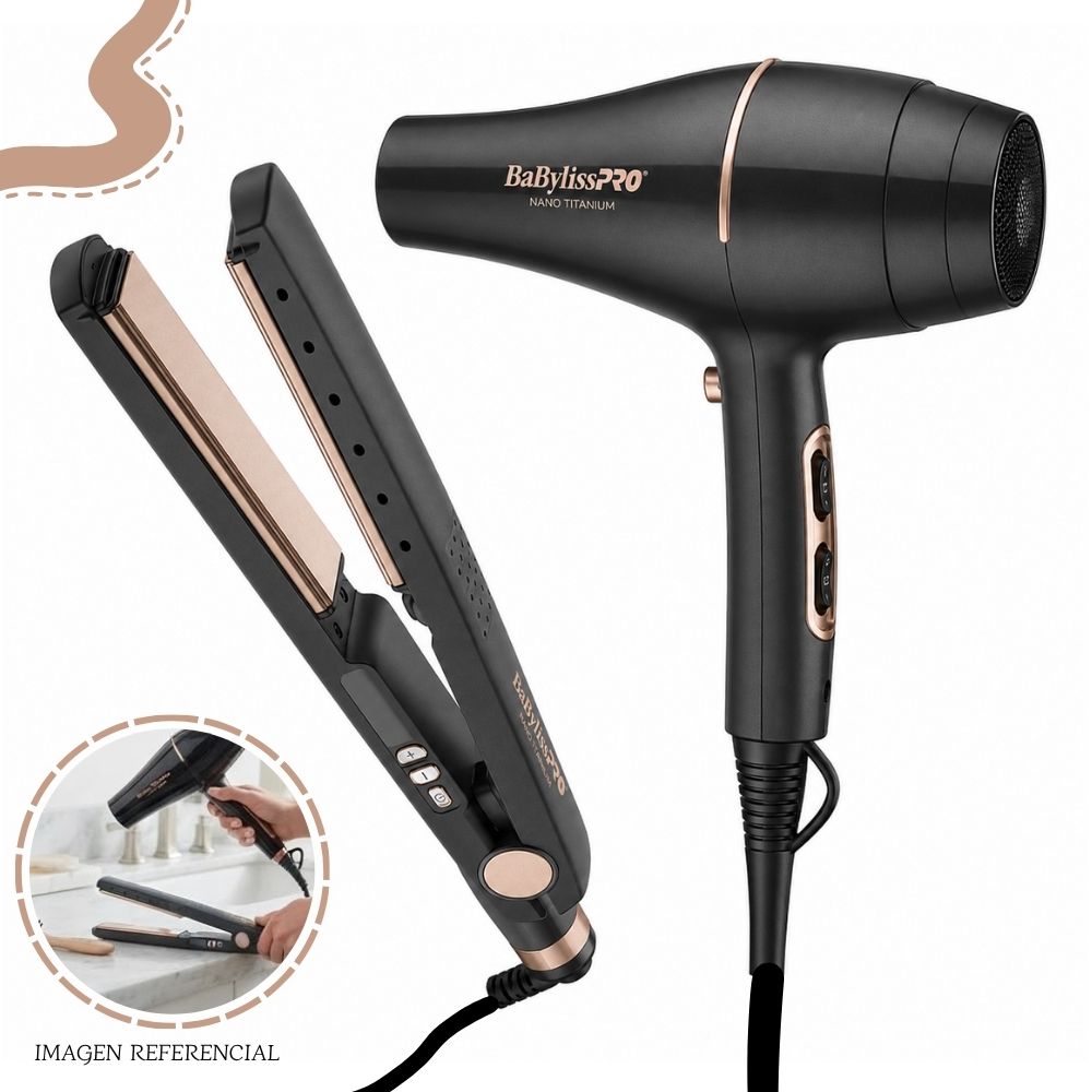 COMBO BABYLISSPRO EDICION ILIMITADA PLANCHA BLACK ROSE + SECADOR NANO ROSE - BNTRGPP43PE - 2