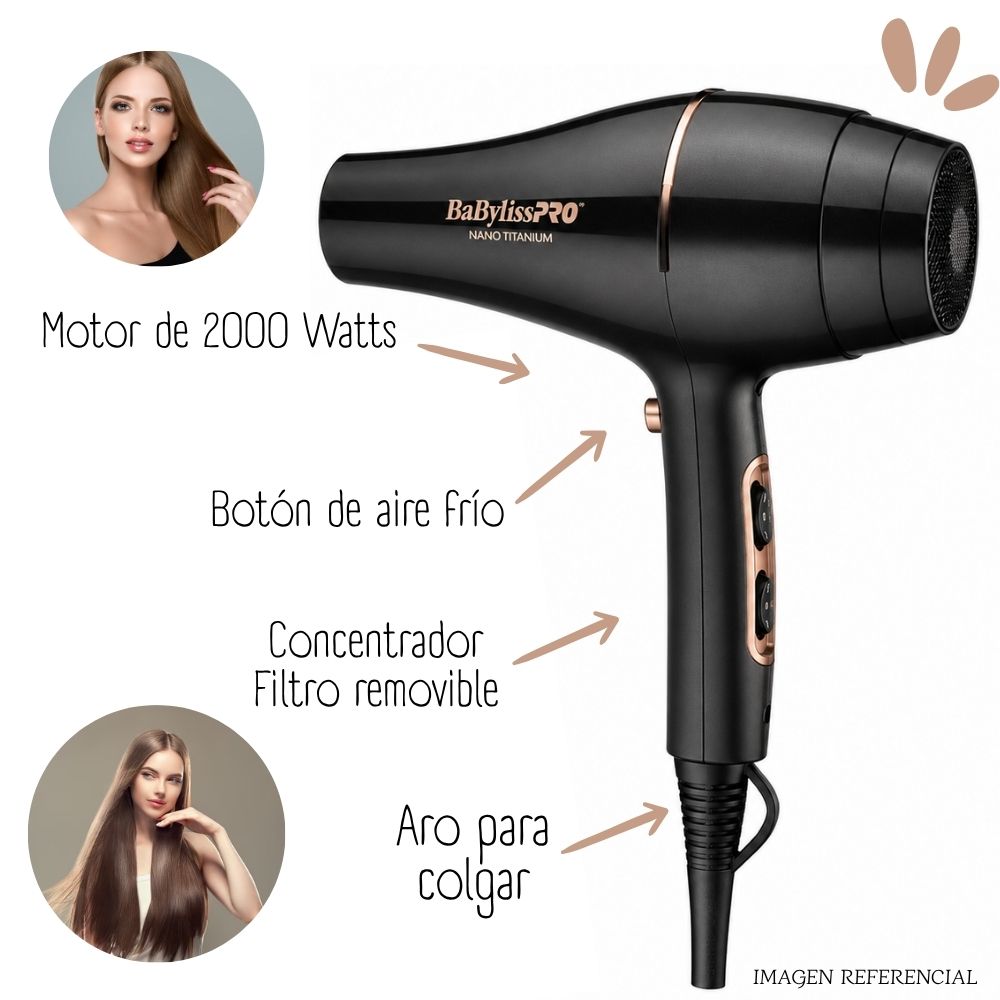 COMBO BABYLISSPRO EDICION ILIMITADA PLANCHA BLACK ROSE + SECADOR NANO ROSE - BNTRGPP43PE - 4