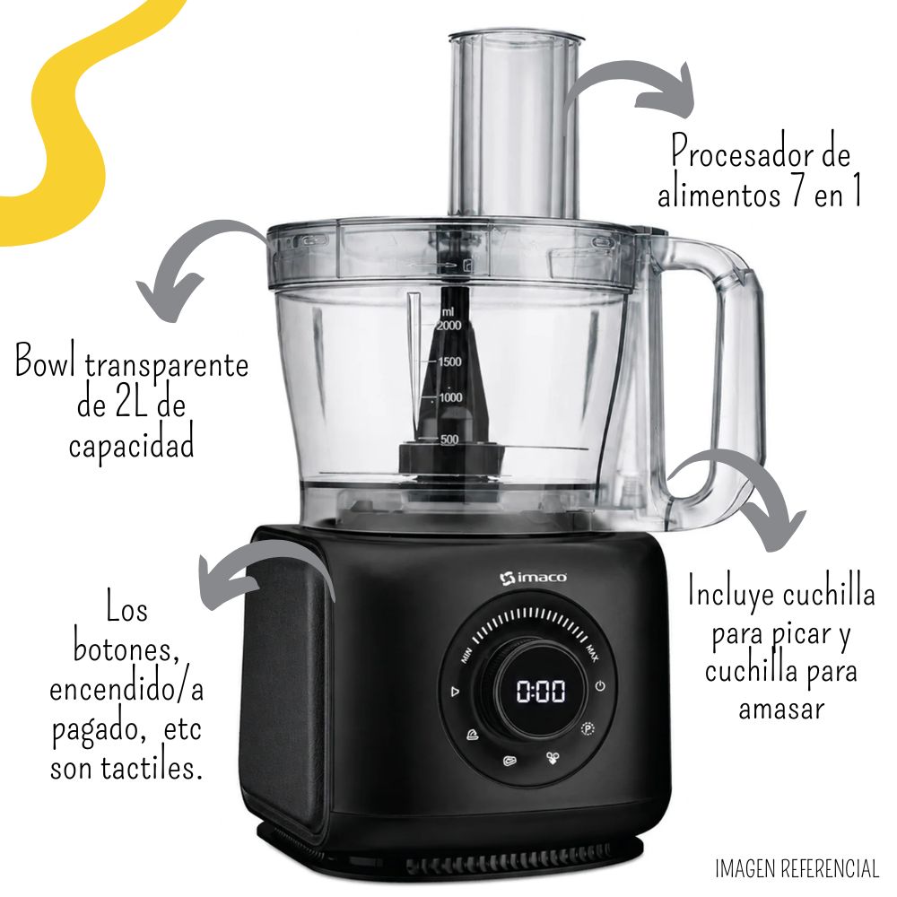 PROCESADOR DE ALIMENTOS 2 LITROS IMACO 7EN1 FP416A - 3