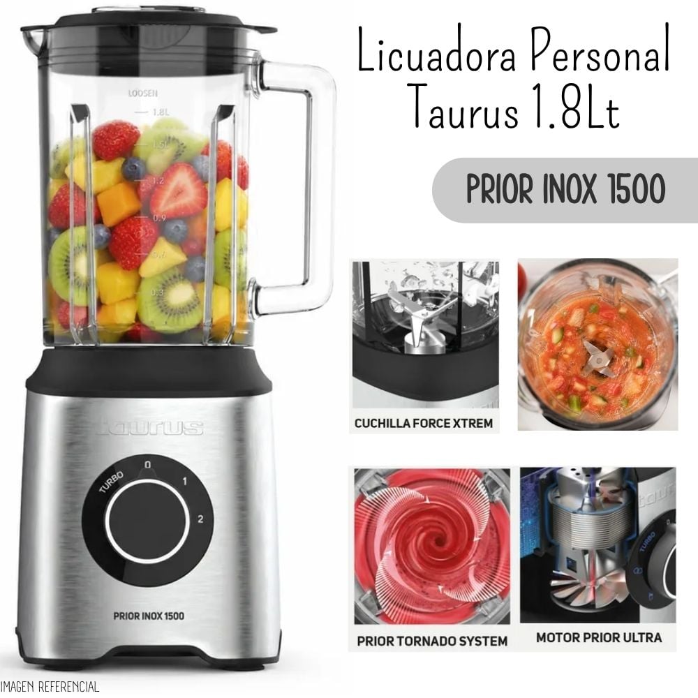 LICUADORA PERSONAL TAURUS PRIOR INOX DE 1.8 L -1500W - 1