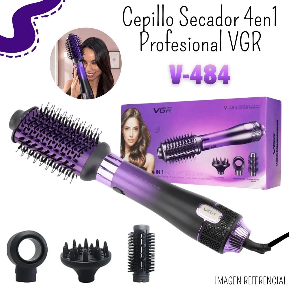 CEPILLO SECADOR 4 EN 1 VGR MORADO - V-484M - 1