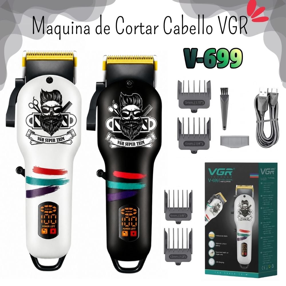 MÁQUINA CLIPPER  DE CORTAR CABELLO RECARGABLE VGR V-699 - 1