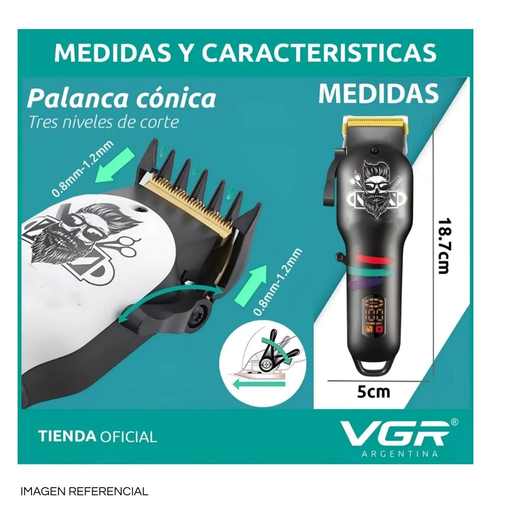 MÁQUINA CLIPPER  DE CORTAR CABELLO RECARGABLE VGR V-699 - 7
