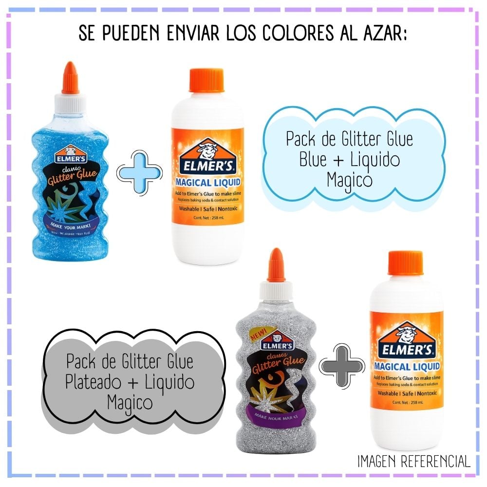 PEGAMENTO LIQUIDO ELMER'S GLITTER + LÍQUIDO MÁGICO ELMER'S - 6