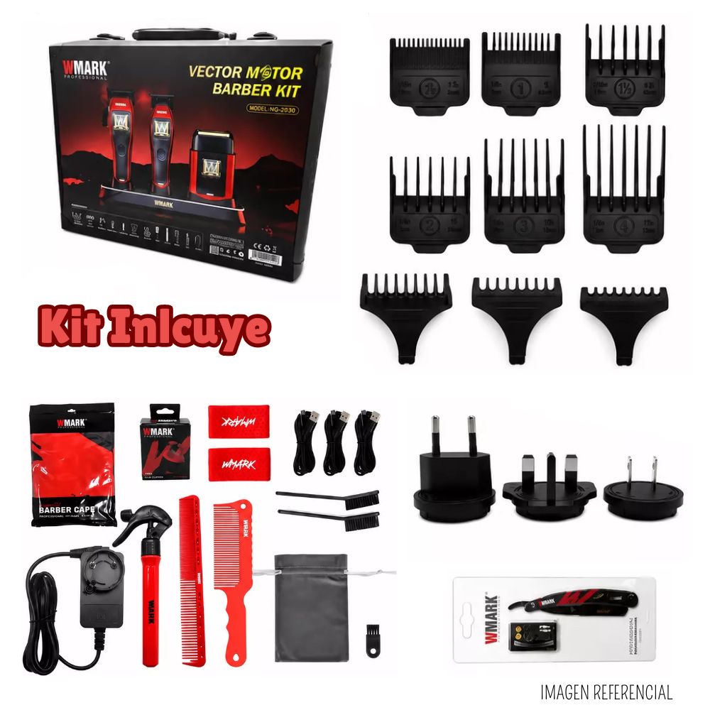 WMARK PREMIUM VECTOR HAIR CLIPPER CORDLESS - NGX1 KIT - 5