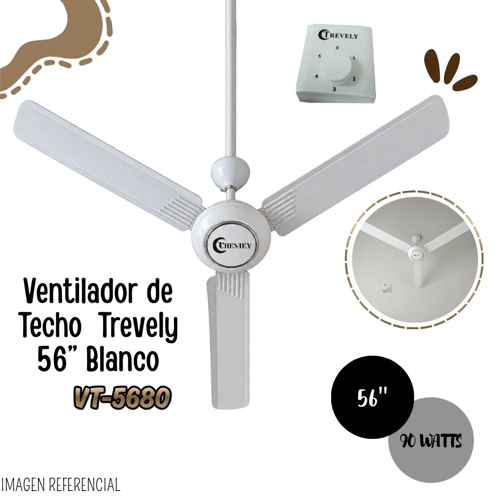 VENTILADOR DE TECHO TREVELY 56” BLANCO - VT-5680 - 1