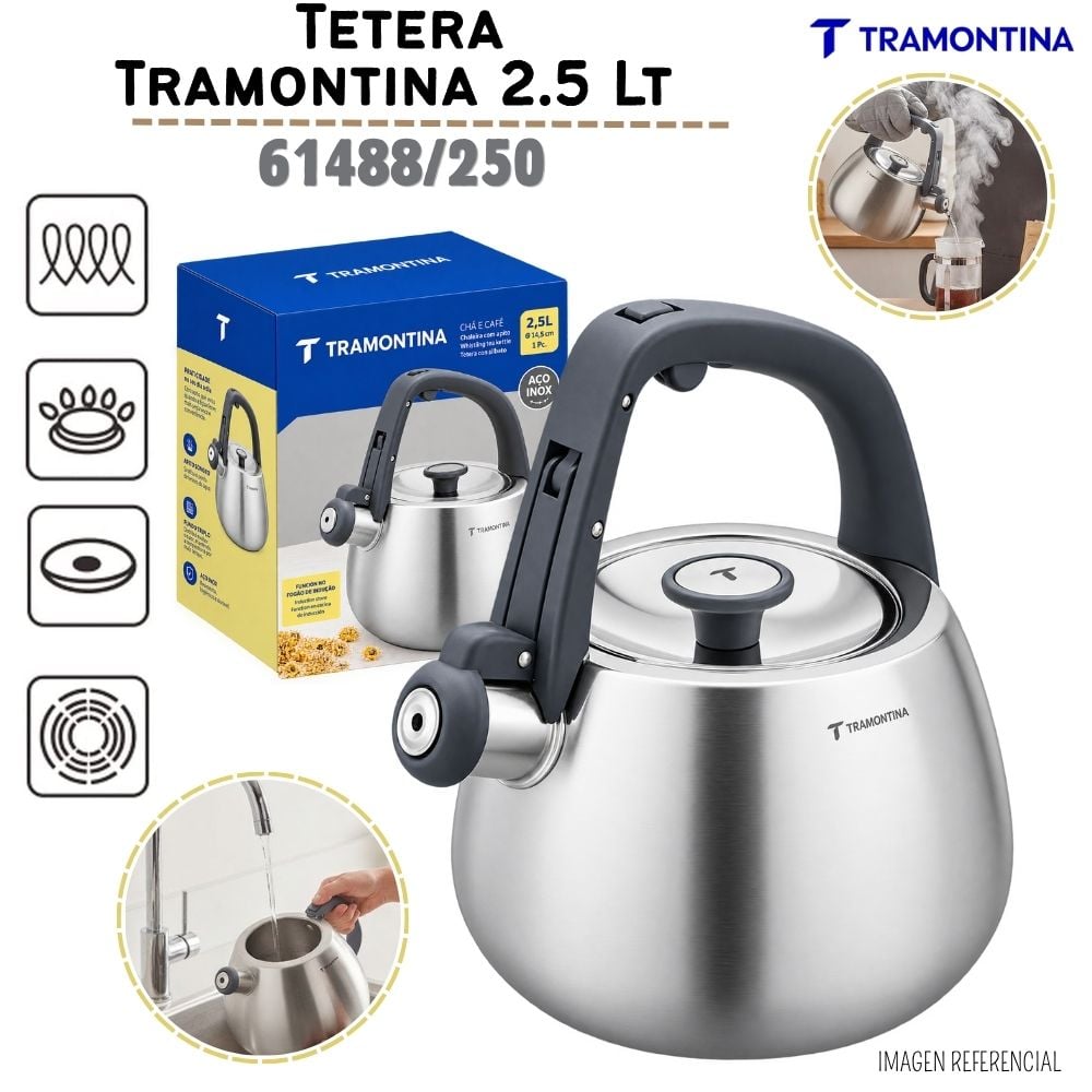 TETERA TRAMONTINA DE ACERO INOXIDABLE 2.5 LT - 61488/250 - 1