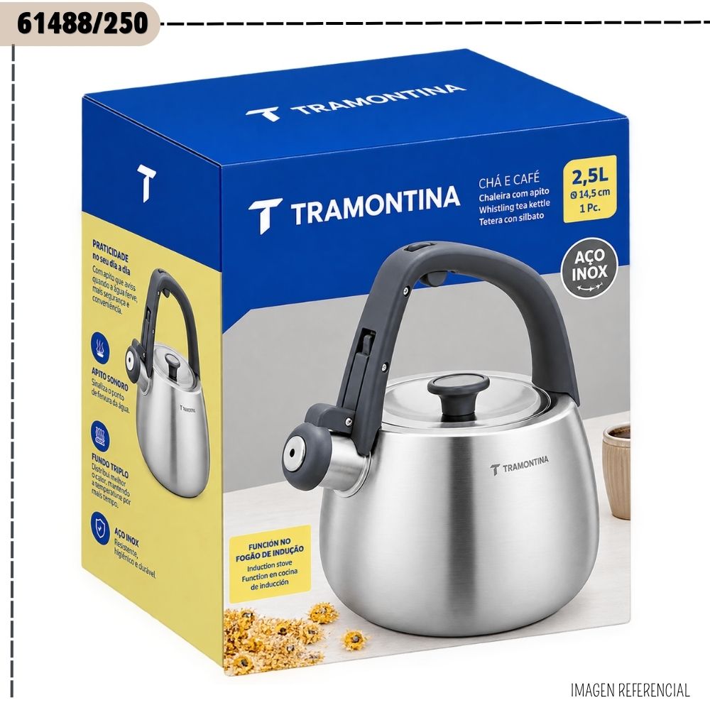 TETERA TRAMONTINA DE ACERO INOXIDABLE 2.5 LT - 61488/250 - 6
