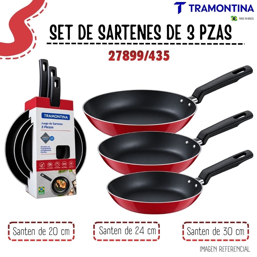 SET DE SARTENES TRAMONTINA DE 3 PZAS  CIRCULAR – ROJO - 1