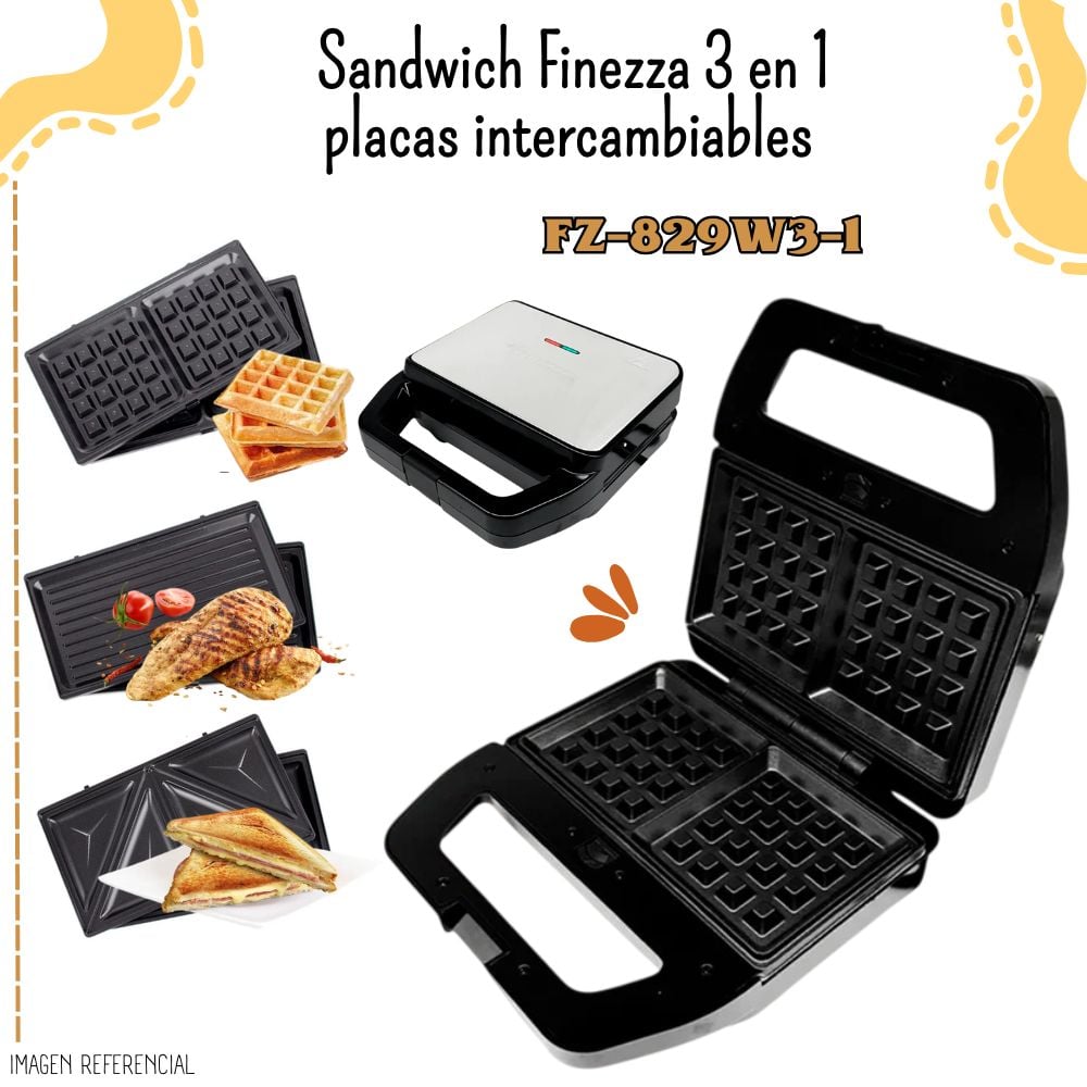 SANDWICH FINEZZA 3 EN 1 PLACAS INTERCAMBIABLES FZ-829W3-1 - 1