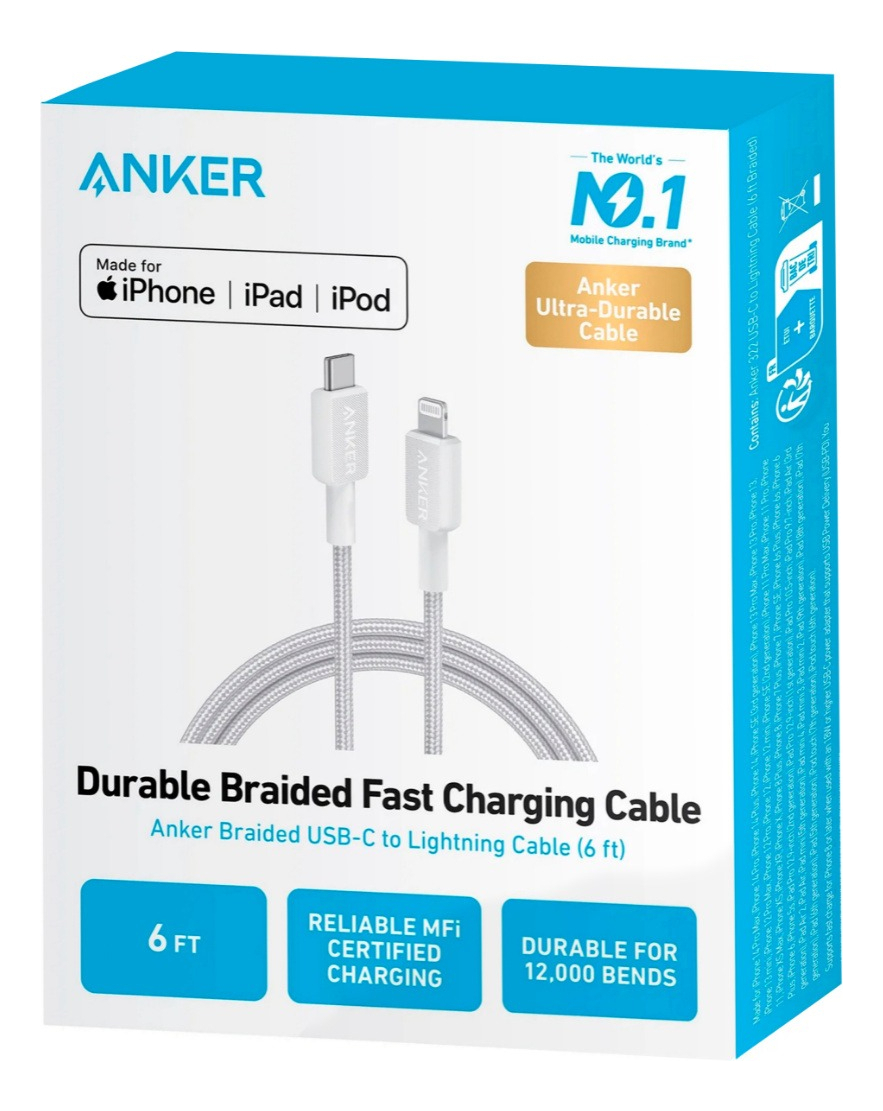 CABLE ANKER 322 NYLON USB-C MFI 1.8M PARA IPHONE 13 PRO MAX - 6