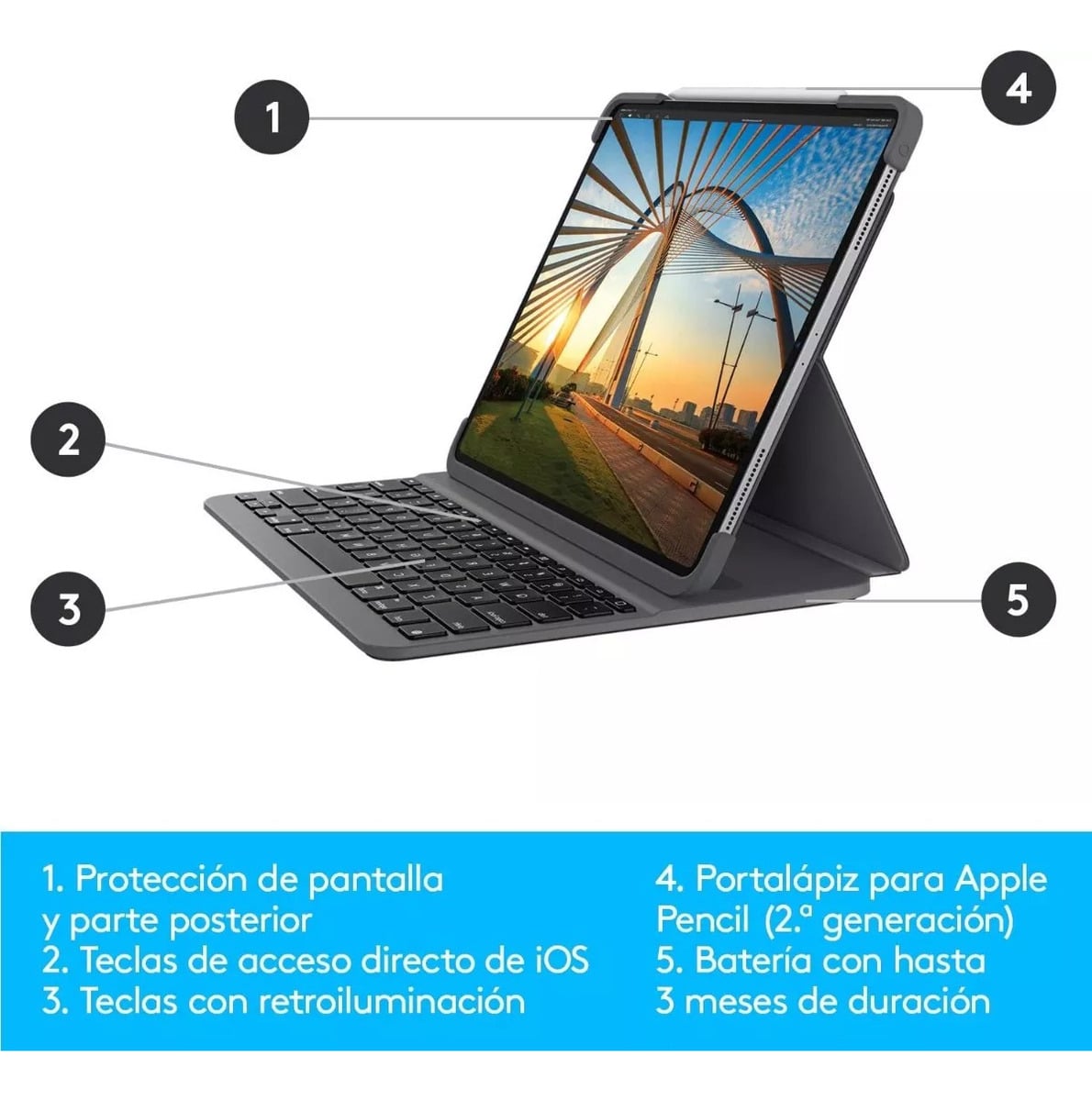 TECLADO LOGITECH SLIMFOLIO IPAD PRO 12.9 M2 2022 6GEN - 2