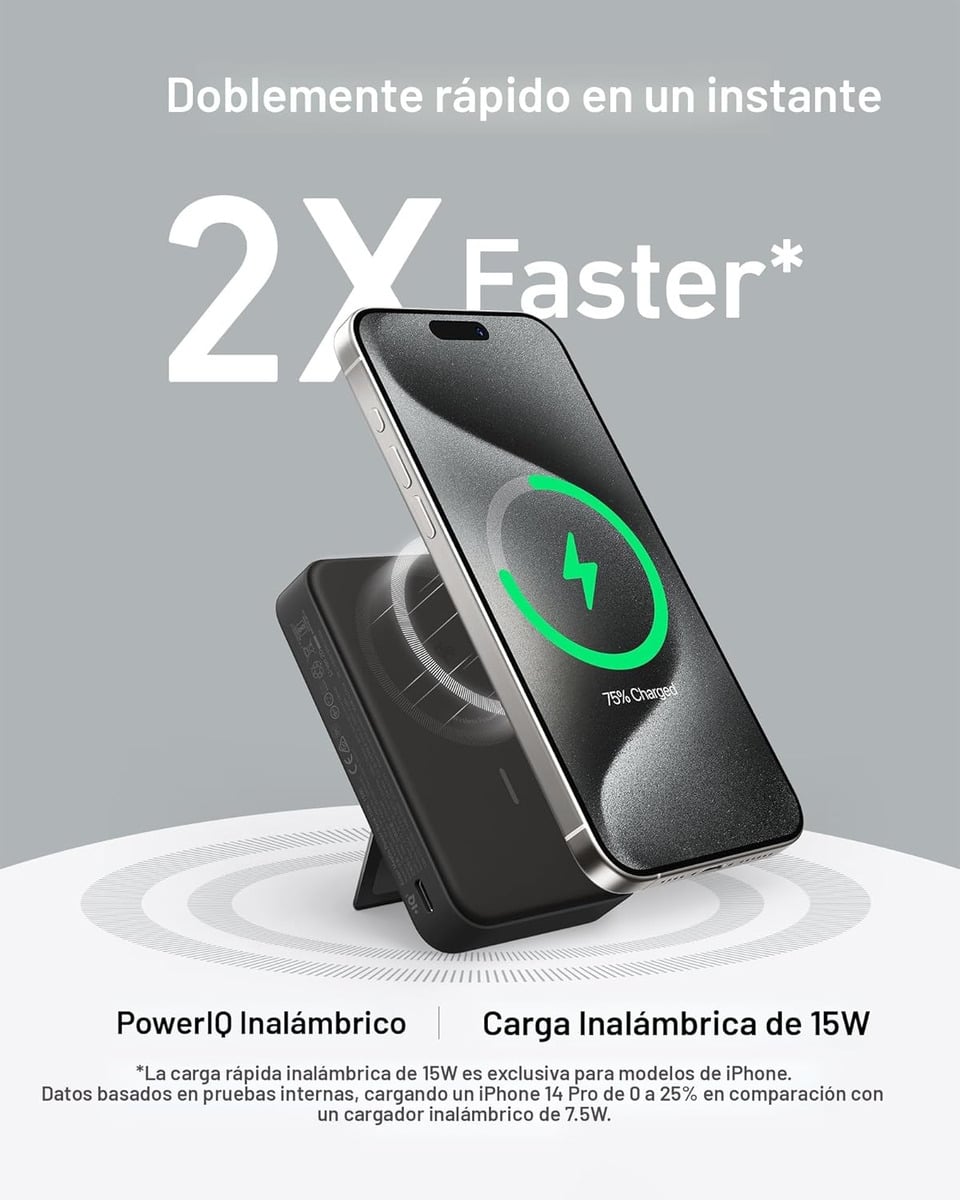 ANKER BATERÍA PORTÁTIL MAGGO QI2 (MAG) 15W 10000MAH NEGRO - 3
