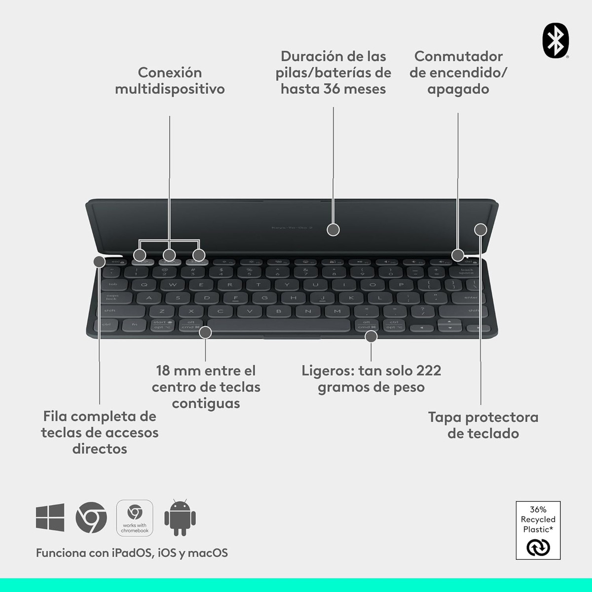 TECLADO LOGITECH KEYS TO GO 2 PARA IPAD MINI 7 GEN (2024) - 4