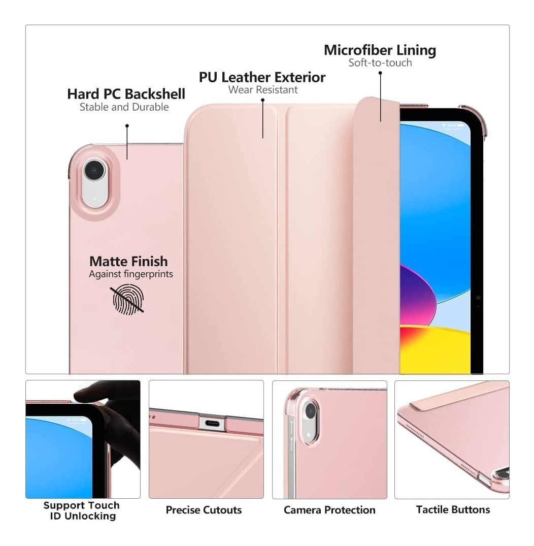 SMART CASE MOKO PARA IPAD A16 CHIP 11MA GEN (2025) ROSE - 2