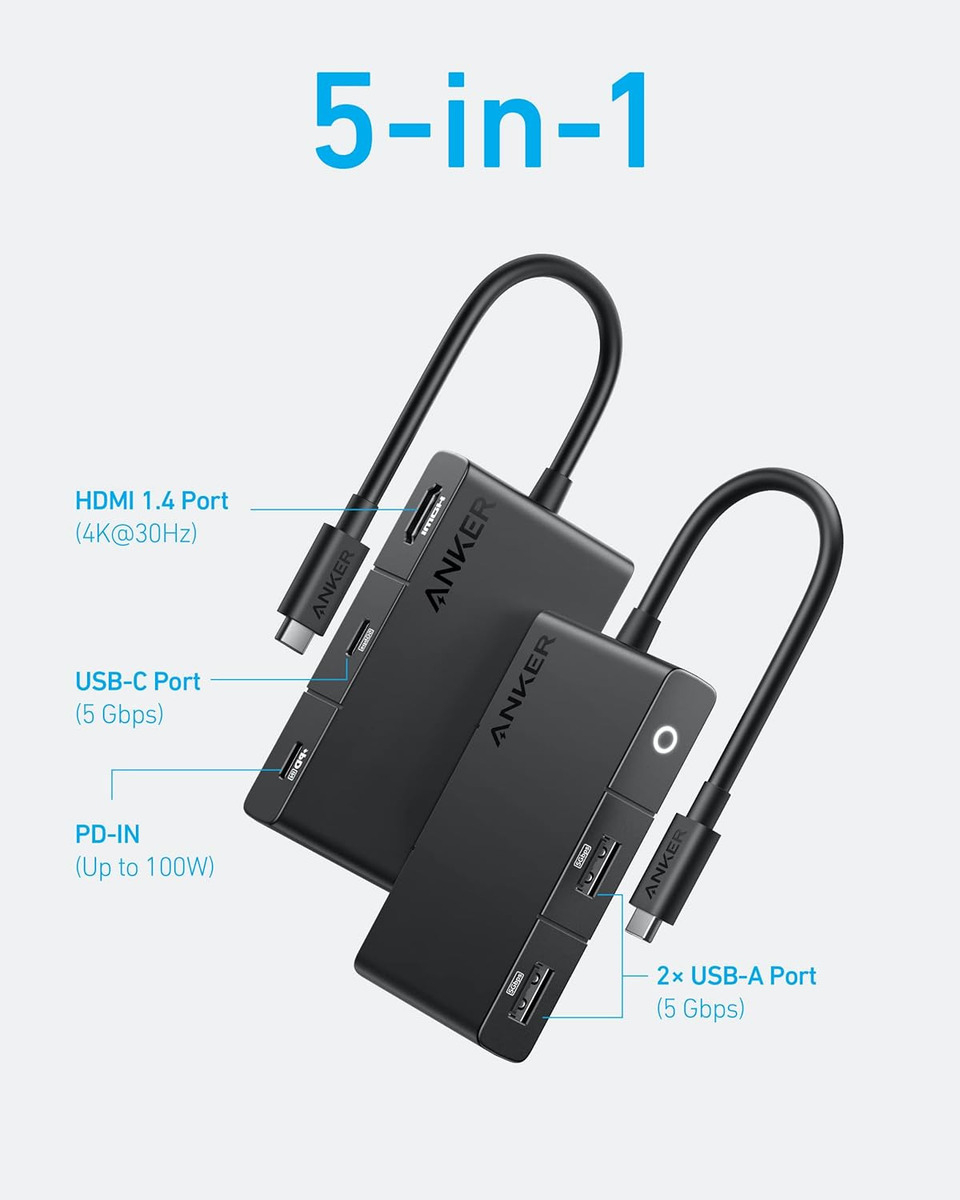 ADAPTADOR HUB ANKER 5EN1 USB C 4K PARA MACBOOK AIR 15 | 13.6 - 2