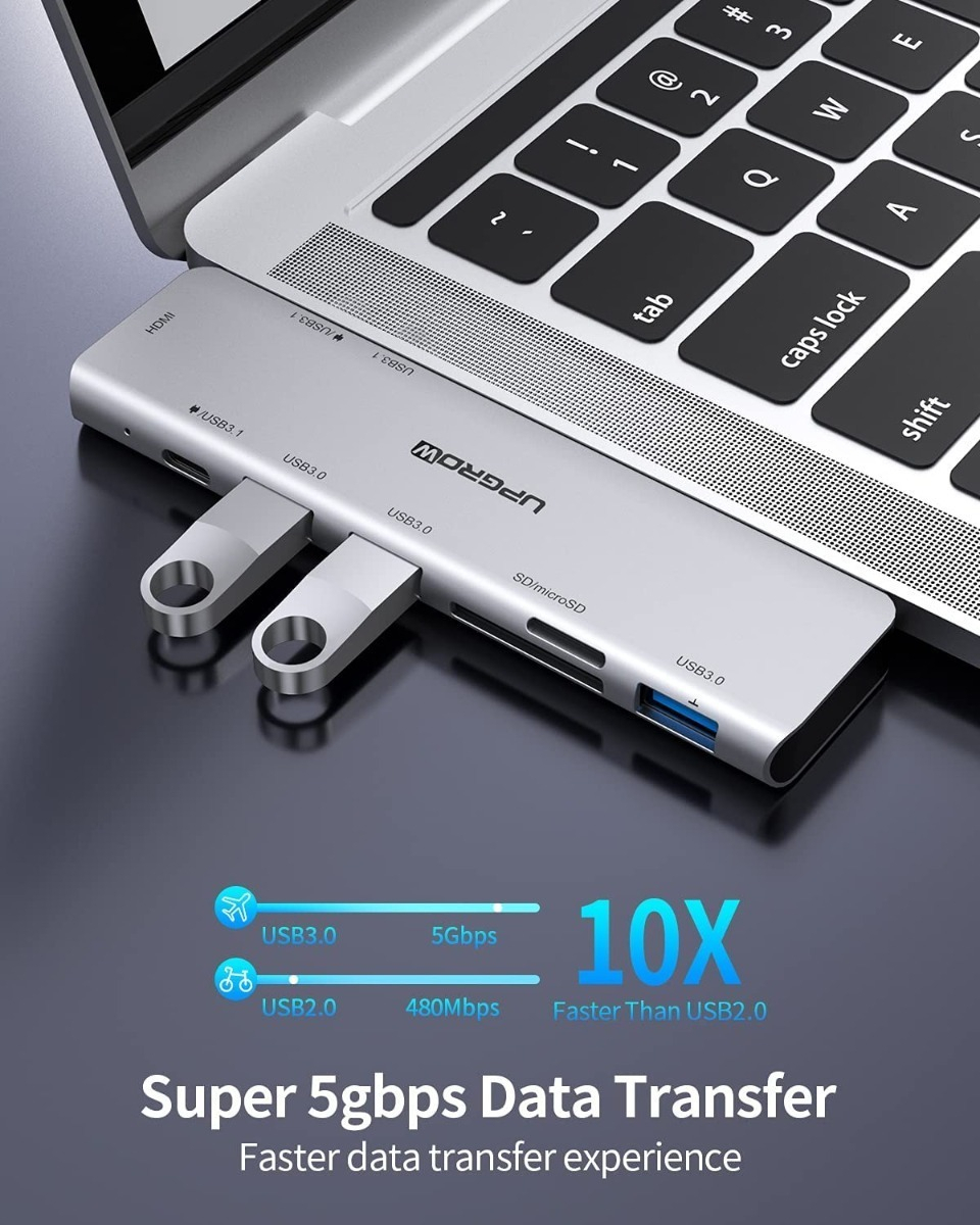 ADAPTADOR HUB UPGROW USB C PARA MACBOOK AIR 13.6 M4 A3240 - 5