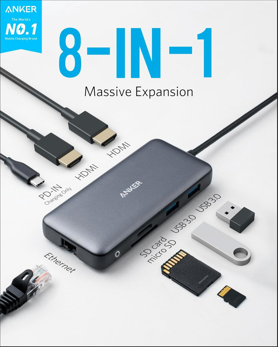 ADAPTADOR HUB ANKER 8EN1 USB C PARA IPAD PRO 11 | 12.9 | 13 - 5