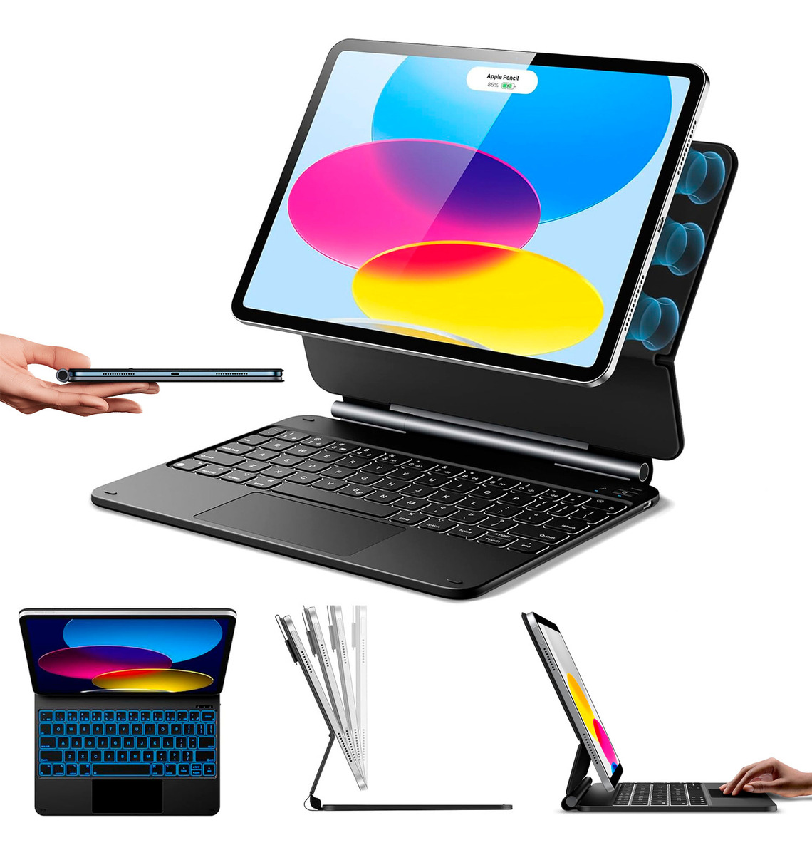 TECLADO MAGNÉTICO PARA IPAD A16 CHIP 11MA GEN (2025) NEGRO - 1