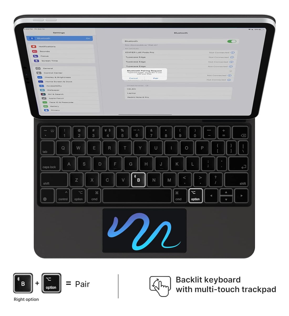 TECLADO MAGNÉTICO PARA IPAD A16 CHIP 11MA GEN (2025) NEGRO - 4