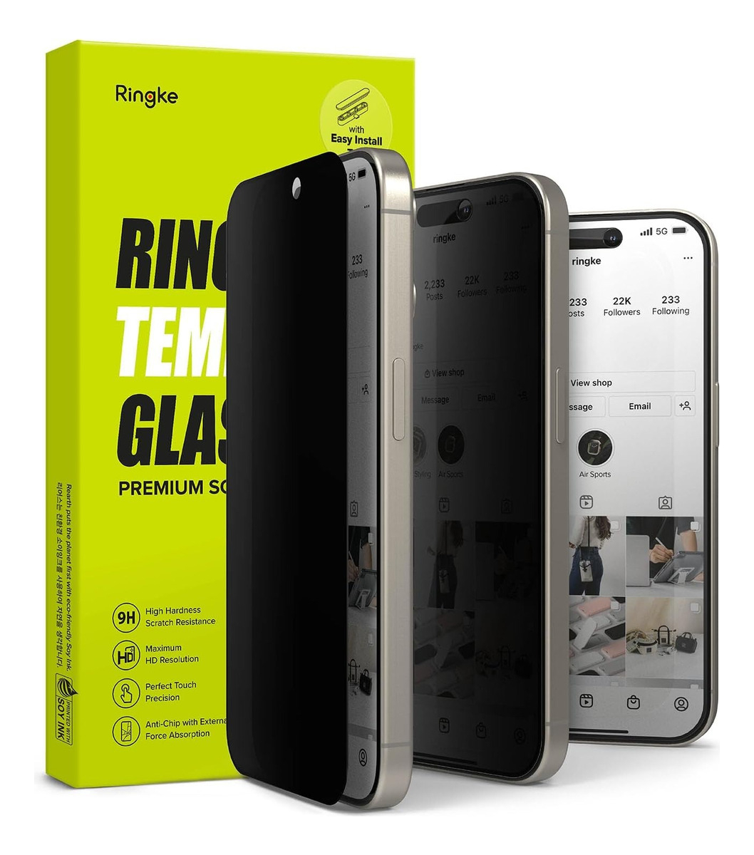MICA ANTIESPÍA RINGKE PARA IPHONE 15 PRO MAX 6.7 +INSTALADOR - 1
