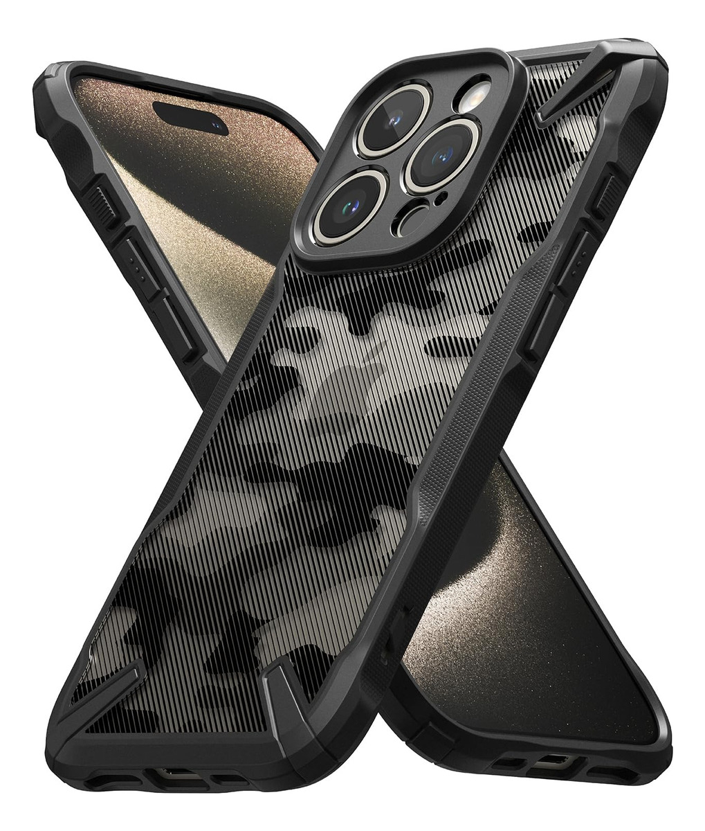 CASE RINGKE FUSION X PARA IPHONE 15 PRO 6.1 CAMO BLACK - 1