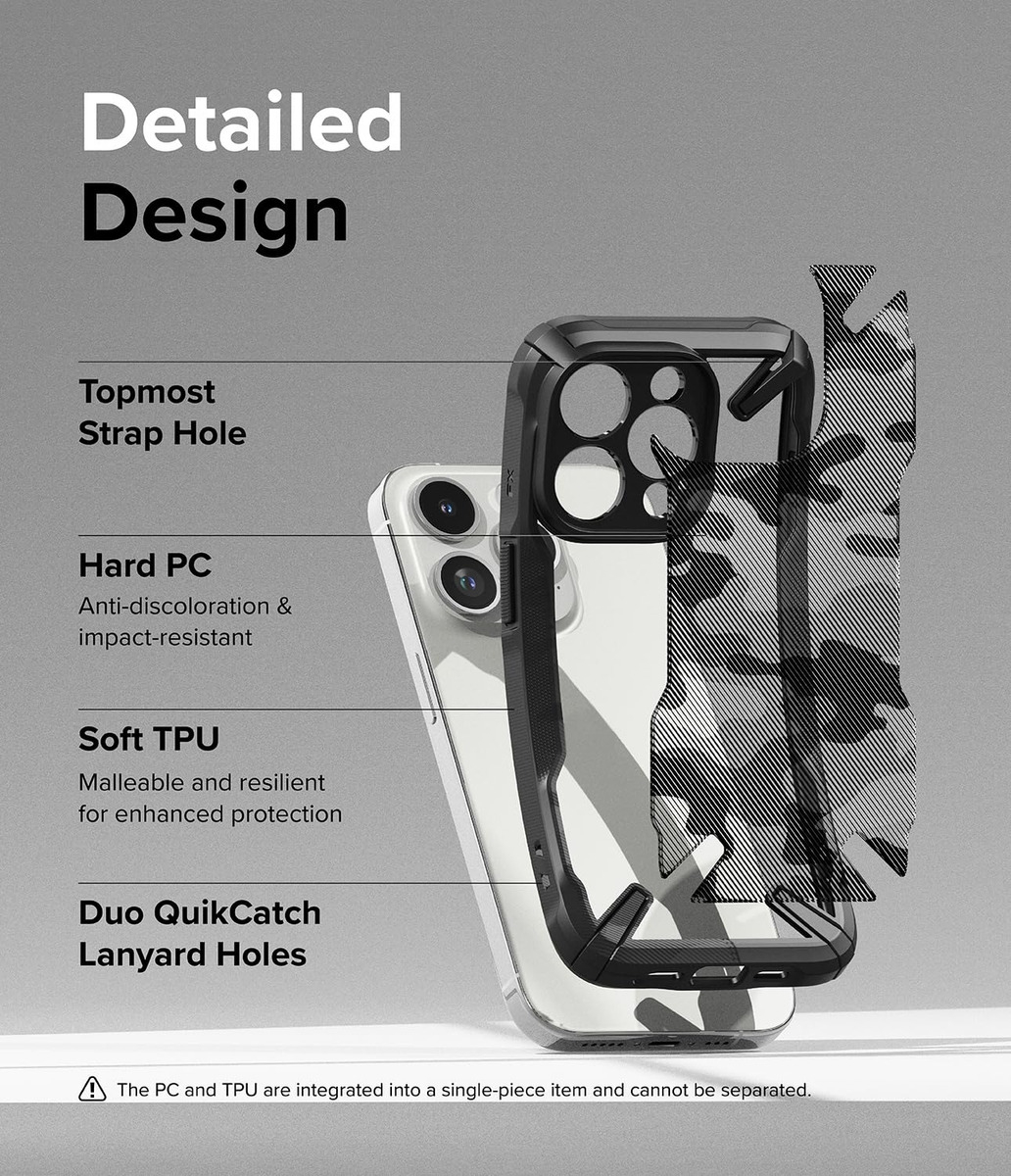 CASE RINGKE FUSION X PARA IPHONE 15 PRO 6.1 CAMO BLACK - 2