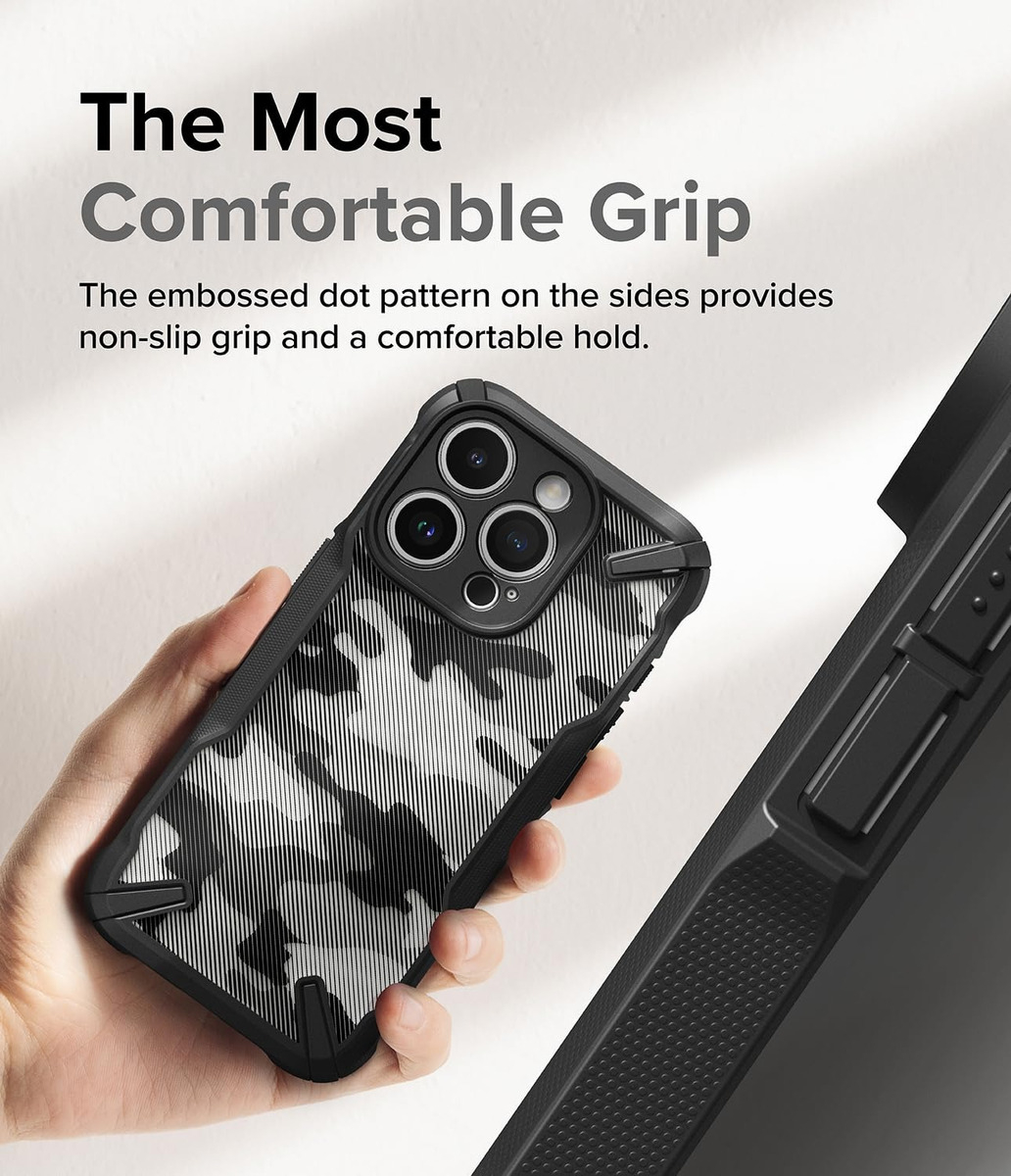 CASE RINGKE FUSION X PARA IPHONE 15 PRO 6.1 CAMO BLACK - 3