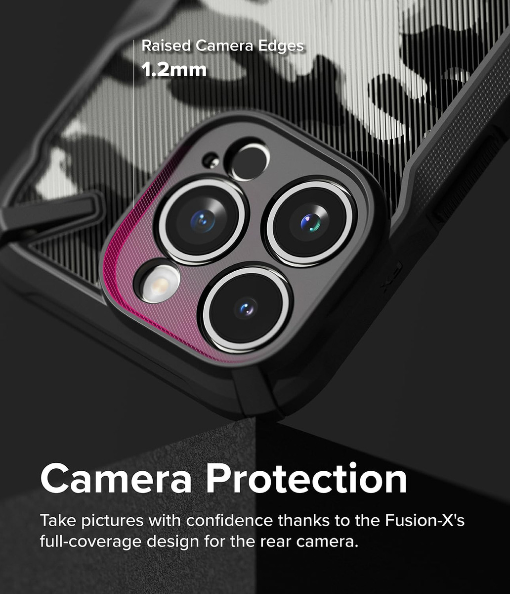 CASE RINGKE FUSION X PARA IPHONE 15 PRO 6.1 CAMO BLACK - 4