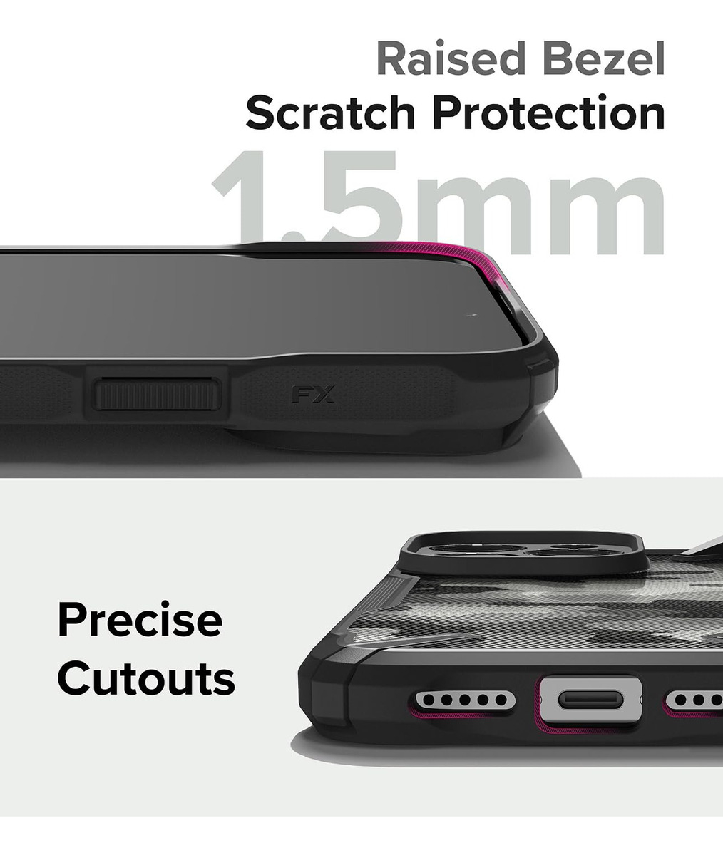 CASE RINGKE FUSION X PARA IPHONE 15 PRO 6.1 CAMO BLACK - 6