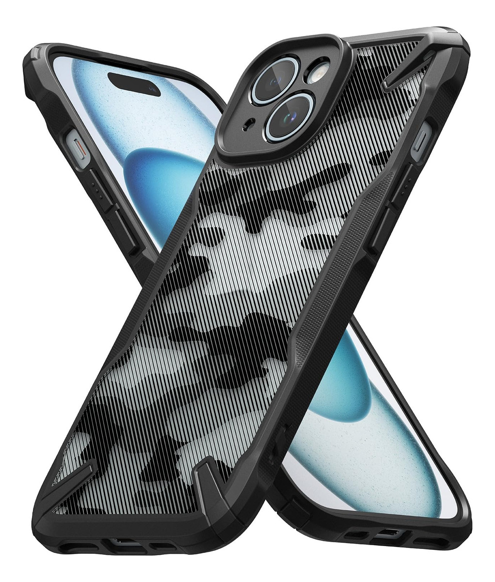 CASE RINGKE FUSION X PARA IPHONE 15 NORMAL 6.1 CAMO BLACK - 1