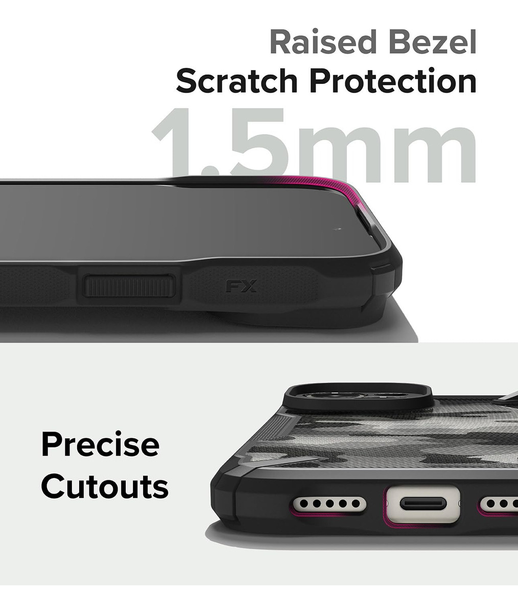 CASE RINGKE FUSION X PARA IPHONE 15 NORMAL 6.1 CAMO BLACK - 4