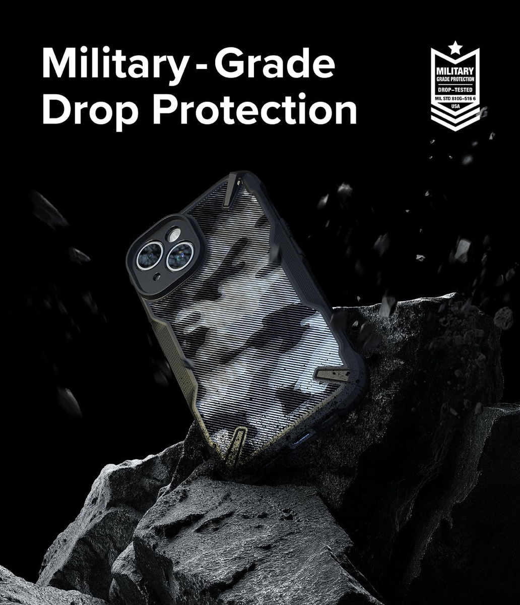 CASE RINGKE FUSION X PARA IPHONE 15 NORMAL 6.1 CAMO BLACK - 5