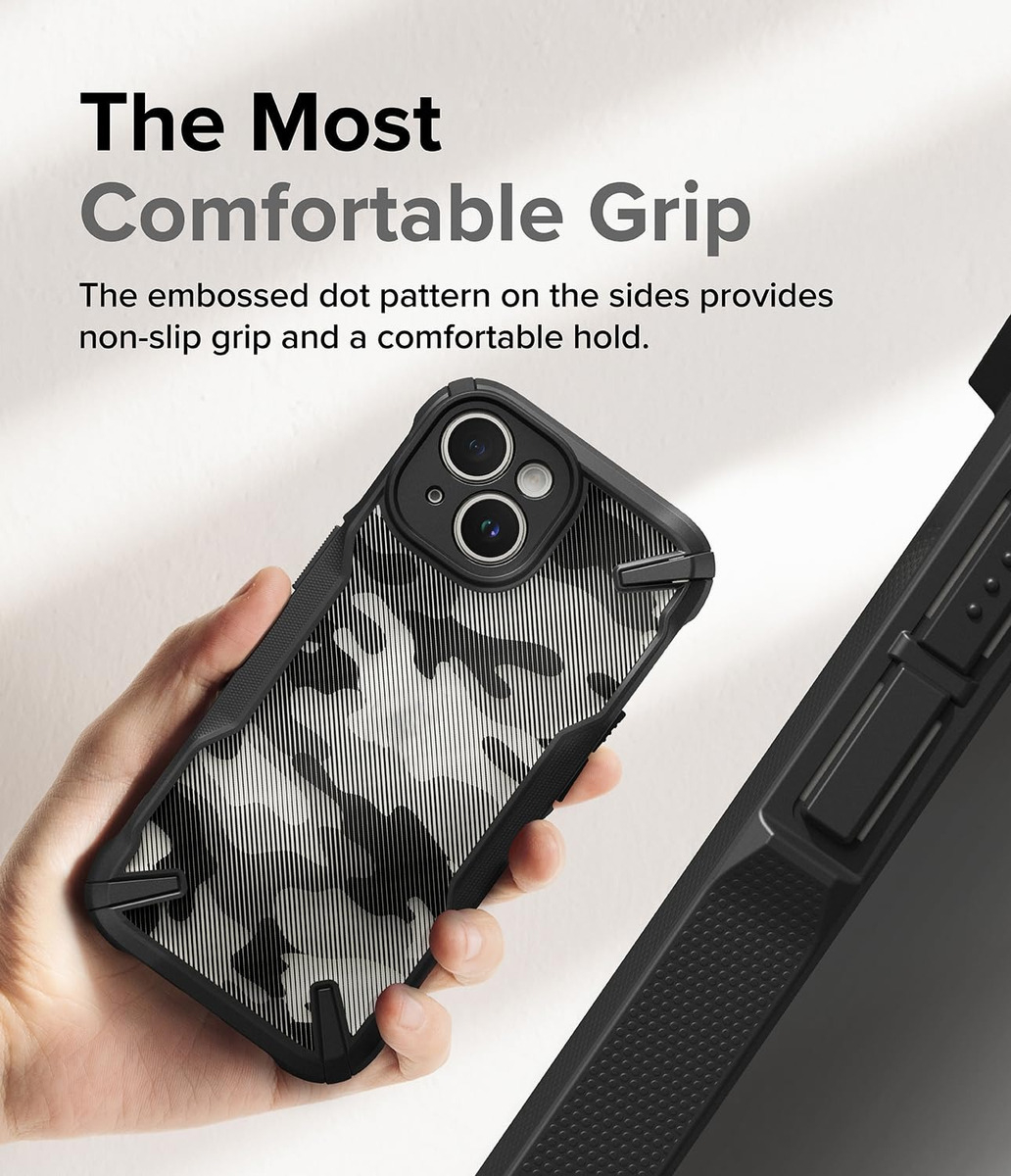 CASE RINGKE FUSION X PARA IPHONE 15 NORMAL 6.1 CAMO BLACK - 6
