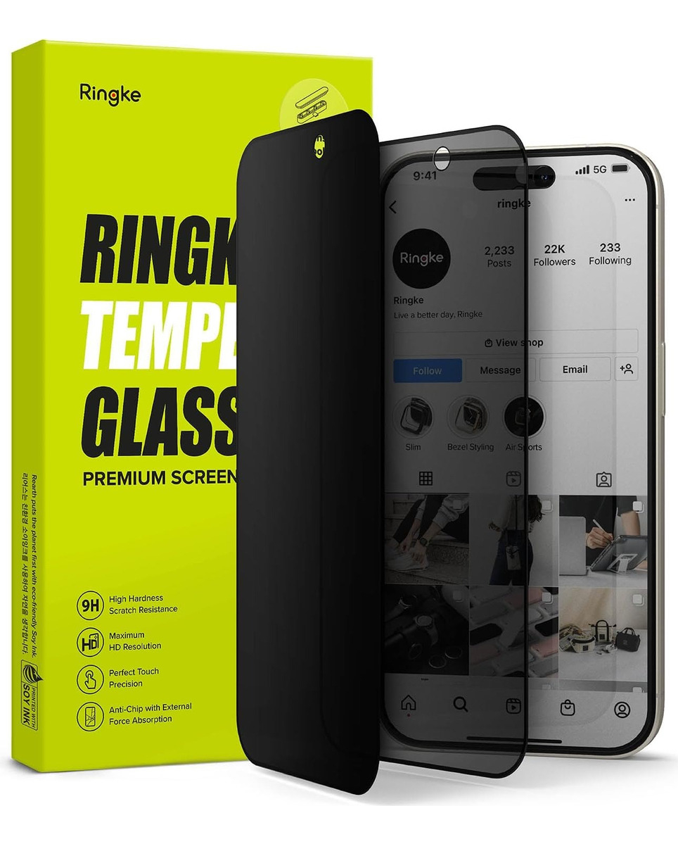 MICA ANTIESPÍA RINGKE PARA IPHONE 15 PRO 6.1 CON INSTALADOR - 1