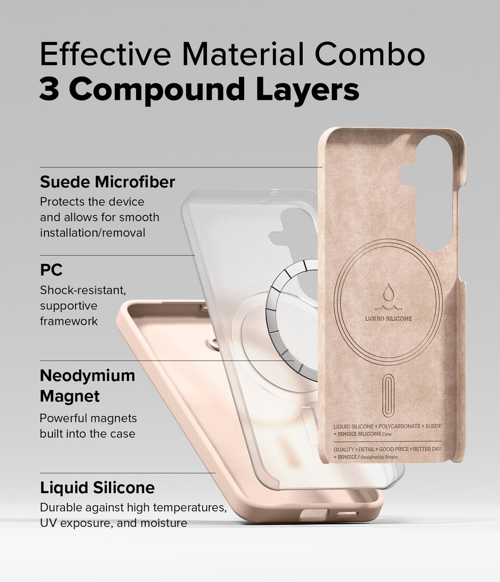 CASE RINGKE SILICONE (MAG) PARA GALAXY S25 NORMAL PINK SAND - 6